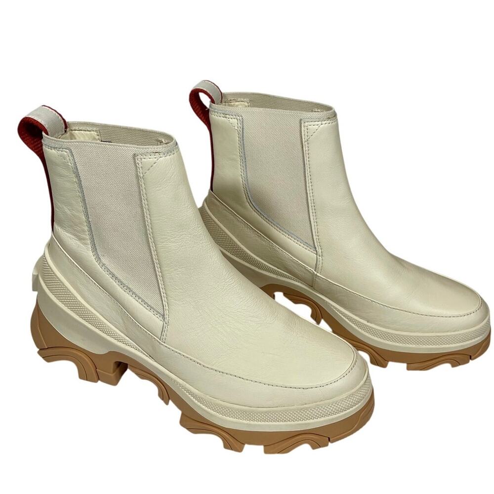 Sorel Brex Off-White Leather Chelsea Ankle Boot Pull-On Waterproof Women's 7.5